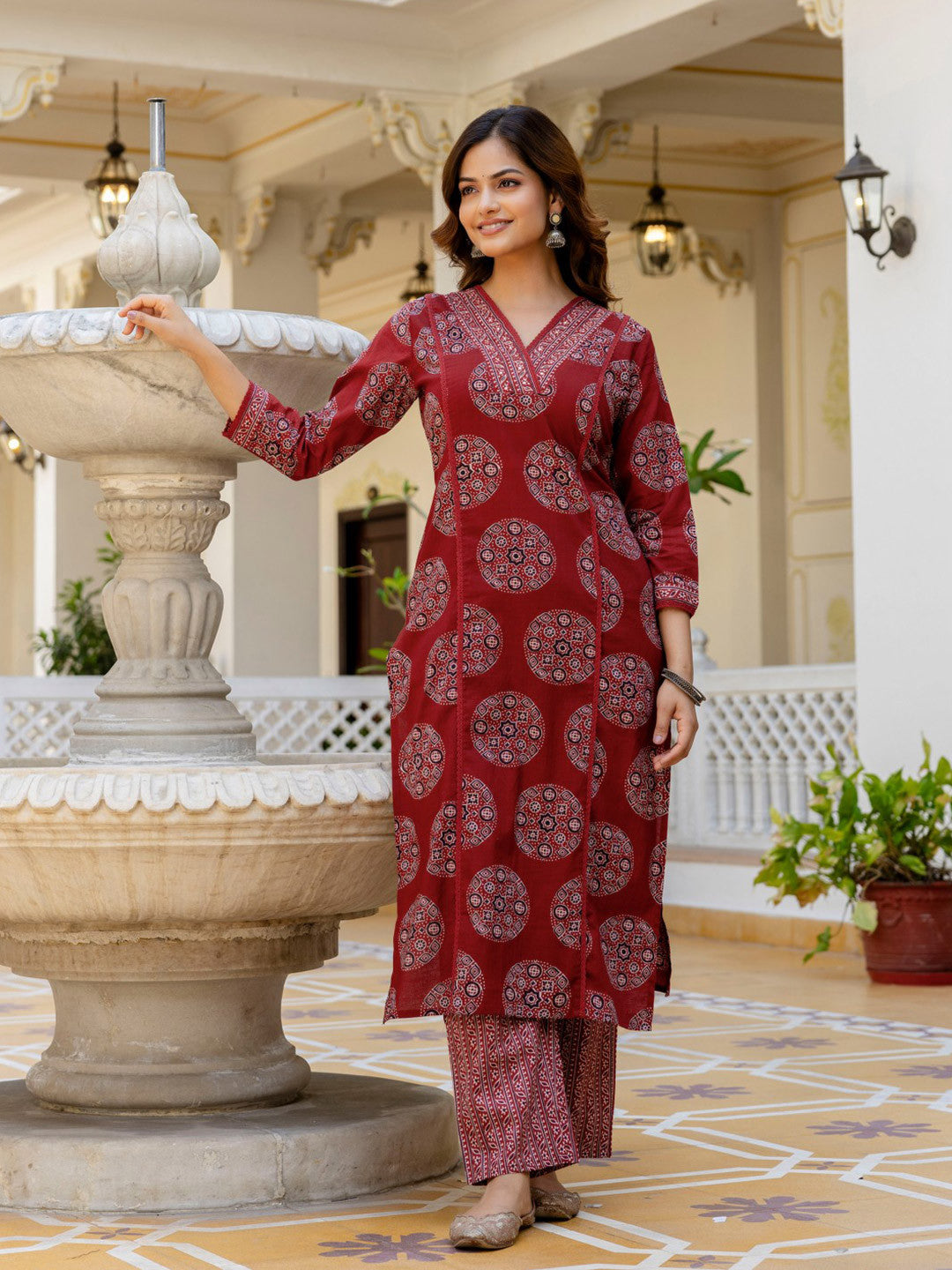 Cotton Printed Straight Kurti Pant Dupatta Set